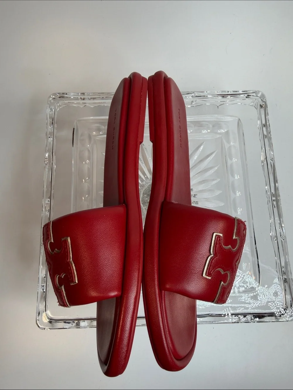 Tory Burch Red Double T Sport Slide Leather. Size 7 like new- worn once